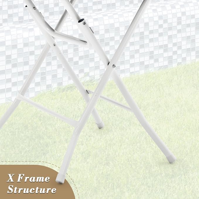 Athena Collection 2.6ft Folding Table, Portable Plastic Round Table Collapsible Card Craft Table with Steel Legs for Indoor Outdoor, Foldable Utility Dining Table for Commercial Camping Party, Black
