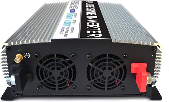 2000W Pure Sine Wave Power Inverter 12V DC to 120V AC with 3 AC Outlets + 1 5V USB Port, Remote Switch and 2 Battery Cables (4000W Peak) PS1003, 2021 Version, Grey