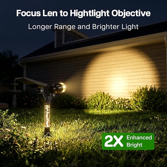 Solar Lights Outdoor Waterproof Spot Lights, 4 Pack Solar Powered Garden Spotlights for Outside Yard Pathway House Landscape Lighting, Auto On/Off, 3000K Warm White