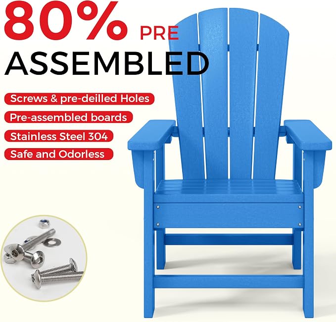 Costaelm Paradise Kids 5-Piece HDPE Outdoor Patio Round Dining Table and Chairs Set, Pacific Blue