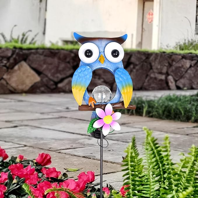 Animal Modeling Design Garden Decor Solar Lights Owl Lawn Light, for Yard Outdoor Decorations Ground Inserted Outdoor Waterproof Garden Lamp LED,Patio, Courtyard, Gifts for Mom Grandma (Warm)