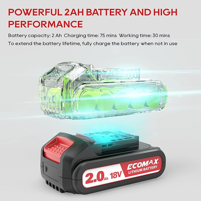 Ecomax 12" Cordless String Trimmer & Edger, 18V Electric Weed Wacker with 2Ah Battery and Charger, Lightweight Weed Eater, Edger Lawn Tool with 90 Degree Adjustable Head for Yard and Garden, ELG03
