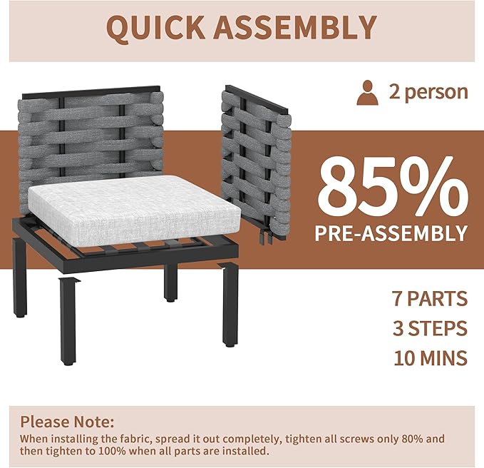 PIZZELLO 8 Pieces Outdoor Patio Furniture Sets, Outdoor Conversation Sets Sectional Sofa with 6" Thick Cushions and 2 Coffee Tables, Convertible Modular Patio Sofa for Backyard, Garden, Deck