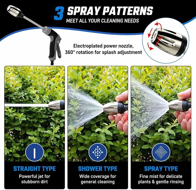 Pressure Washer Gun, 2026 Upgraded High Hose Nozzle, Hydro Power Water Jet Cleaner, Adjustable Nozzle Pressure Washer Attachment for Car, Patio, Driveway & Outdoor Cleaning