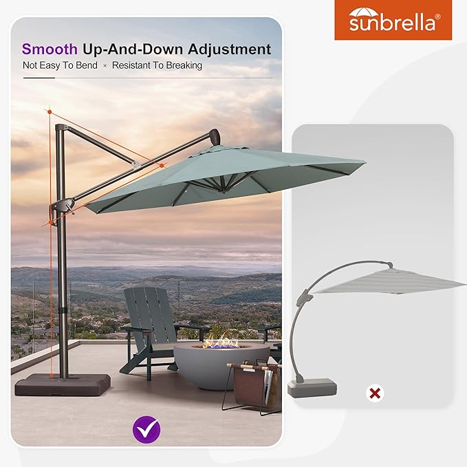 PURPLE LEAF 10' X 10' Cantilever Patio Umbrella with 360-degree Rotation Aluminum Round Outdoor Offset Hanging Umbrella for Patio Pool, Sprout Green