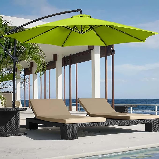 10ft Patio Umbrella Replacement Canopy 8 Ribs, Waterproof & Fade Resistant Market Umbrella Cover, Thickened Polyester Fabric for Backyard, Garden and Pool (Canopy Only) (Grass Green)