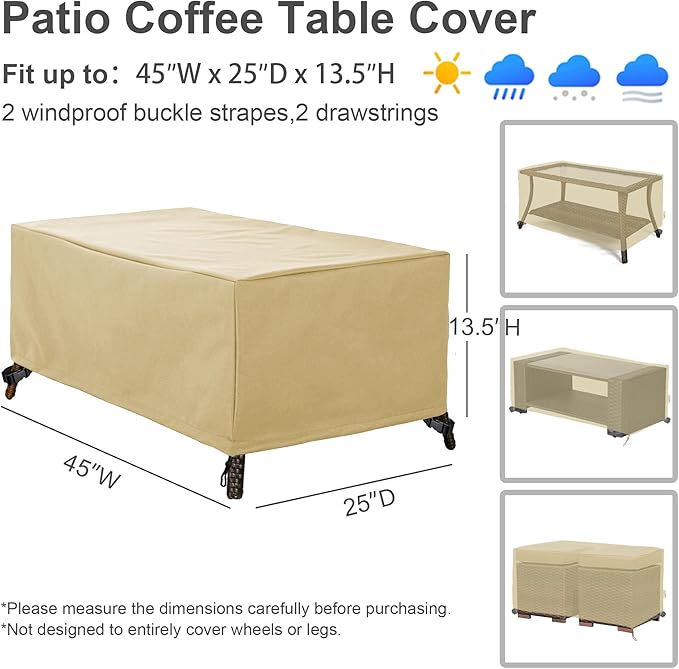 Patio Furniture Covers,Outdoor Furniture Cover Waterproof,Patio Furniture Set Covers for 4 Piece Outdoor Conversation Set,Patio Covers Set X-Large (Beige)
