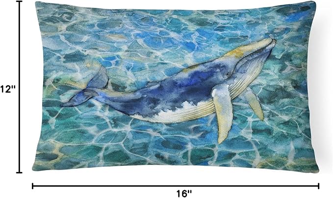 Caroline's Treasures BB5336PW1216 Humpback Whale Canvas Fabric Decorative Pillow Machine Washable, Indoor Outdoor Decorative Pillow for Couch, Bed or Patio, 12HX16W