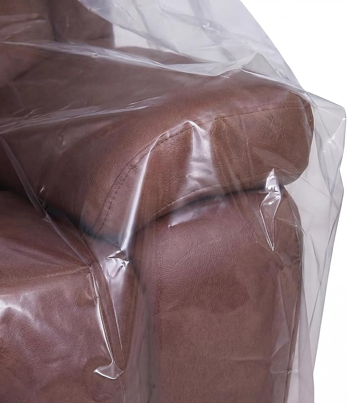 Wowfit Furniture Cover Dust-Proof Moving Bag for Sofa & Boxes – Clear, Odorless Plastic – 4mil Thick – 92W x 42D x 62/41H Inches