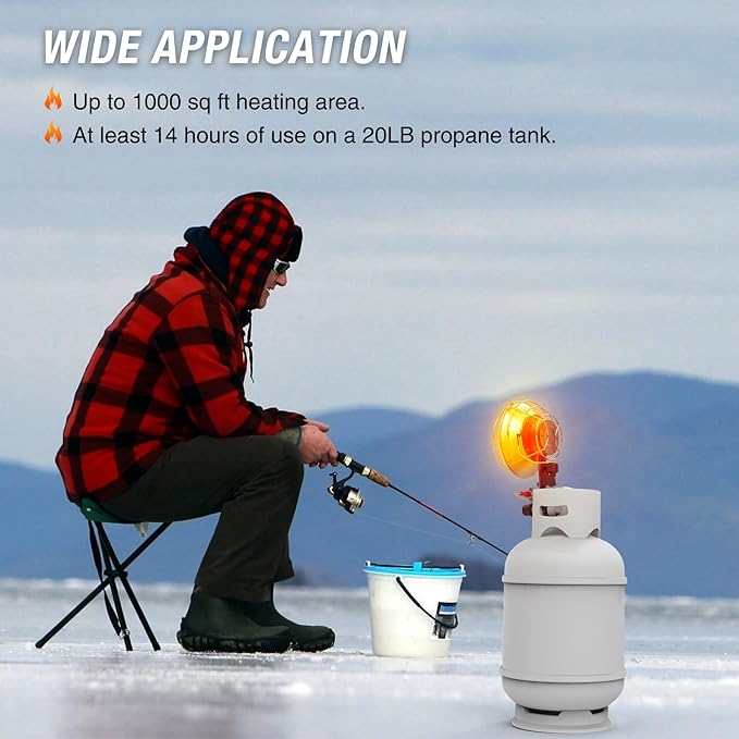 Single Tank Top Propane Heater, 15,000 BTU Portable Radiant with Adjustable Heat Modes, Tip-Over Safety & Shut-Off Valve, Durable Outdoor Heater for Patio, Camping, Garage, RV