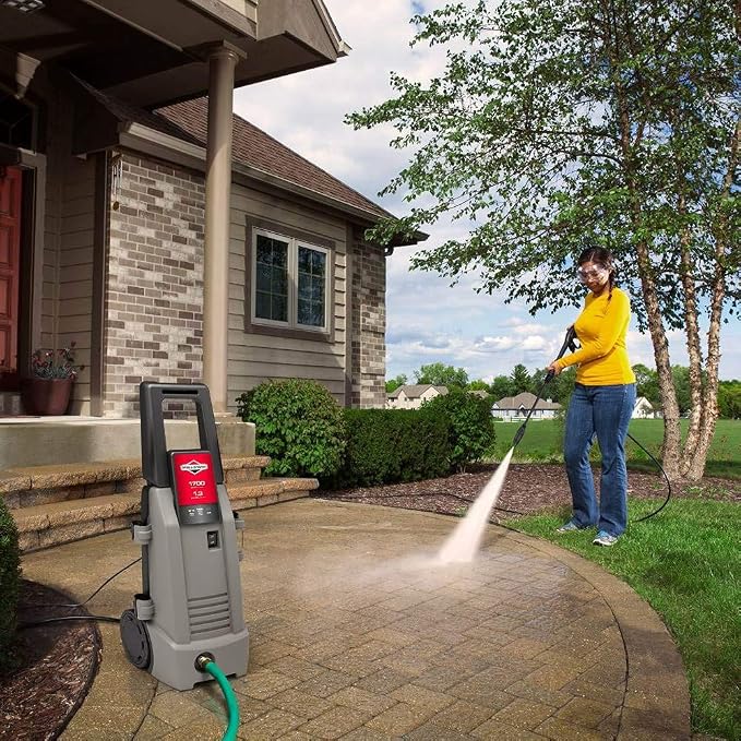 Briggs & Stratton S1700 1700 MAX PSI at 1.0 GPM Electric Pressure Washer with Detergent Injection, 26-Foot High-Pressure Hose, and Turbo Nozzle