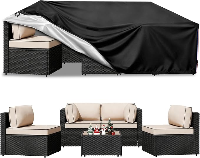 Patio Furniture Covers Waterproof,Heavy Duty Outdoor Furniture Covers, Rectangle Patio Table Cover Fits 5-8Piece Sectional Set Outdoor Chair Couch Table Sets (88" L x 62" W x 28" H)