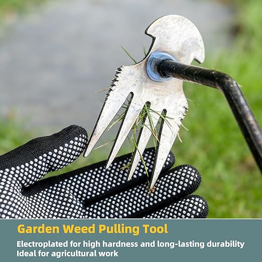 Weed Puller Tool, Durable Garden Weeder, Dual-Purpose Manual Weed Remover with Manganese Steel Teeth, Portable Uprooting Tool for Vegetable Gardens & Backyard