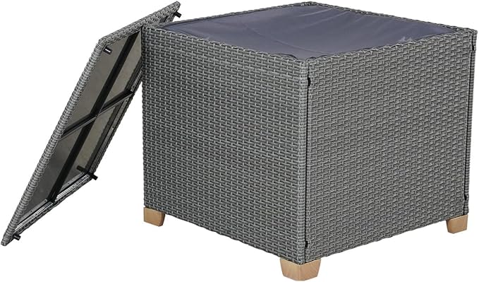 Grand patio Wicker Handrest Box for Multi-Style Patio Furniture Set,Modular Sectional Sofa Set for Backyard Garden Poolside(Storage Box, Light Gray)