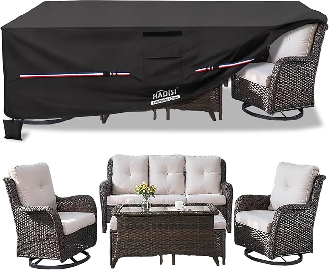 Patio Furniture Covers,Outdoor Furniture Cover Waterproof,600D Rectangular Patio Heavy Duty Table Cover,Outdoor Dining Table and Chair General Purpose Furniture Covers 62"L x 62"W x 28"H-Black