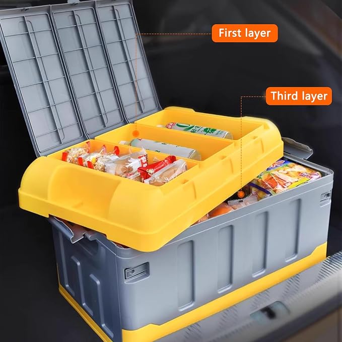 Outdoor Storage Deck box Plastic Storage box Multi Layer Storage box 240 lbs Capacity Durables Suitable for car Camping Garage and Home Storage(Blue)
