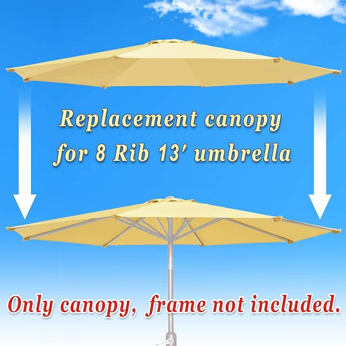 Replacement Patio Umbrella Canopy Cover for 13ft 8 Ribs Umbrella Taupe (CANOPY ONLY) (Beige)