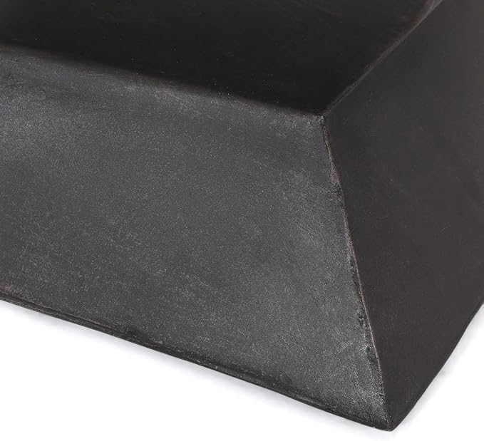 Outdoor Lightweight Concrete Side Table, MGO End Table with Geometric Pedestal Design, 15.5"x15.5"x20" Modern Patio Accent Table for Garden, Balcony, Living Room, Copper