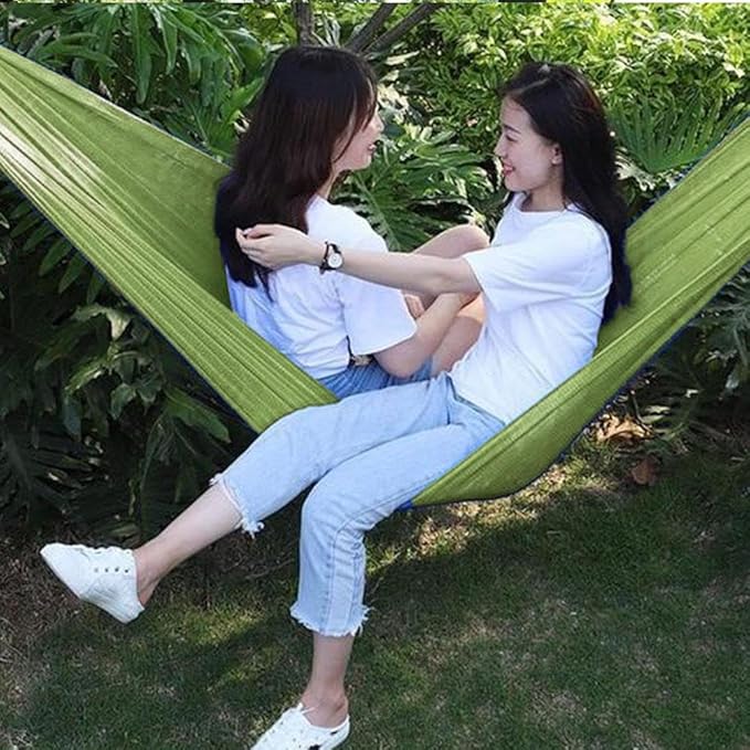 Outdoor Hammock, Load Bearing Camping Hammock, Super Soft and Breathable Nylon Mesh Hammock, with Portabl Carry Bag, Handwoven Mayan Family Hammock, for Outside Outdoor Patio Backyard (Red)
