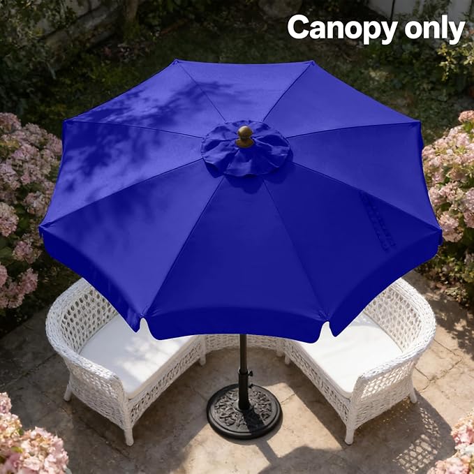 MASTERCANOPY Valance Patio Umbrella 9 ft Replacement Canopy for 8 Ribs-Blue Canopy Only