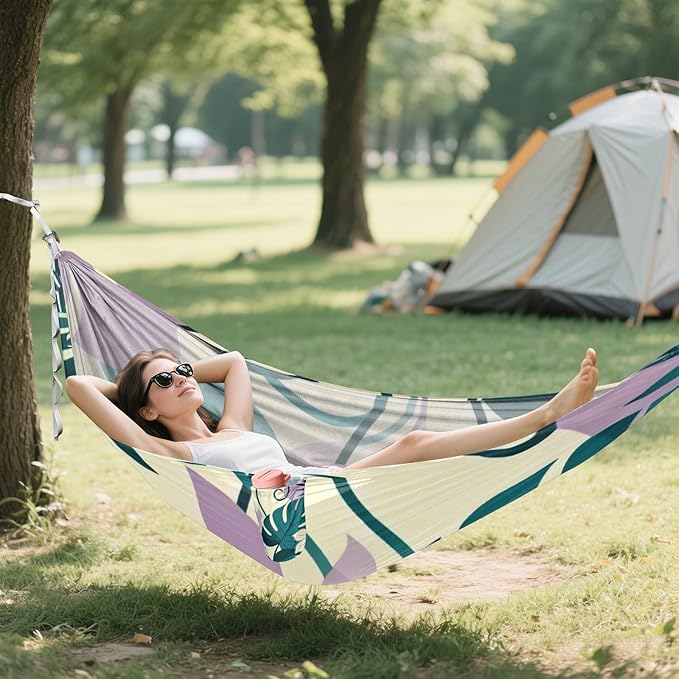 Tropical Foliage Hammocks for Camping with Portabl Carry Bag Portable Hammock Indoor Outdoor Patio