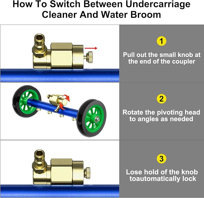 POHIR Undercarriage Pressure Washer Attachment Pro Max 16", Surface Cleaner Water Broom with 3pcs Extension Wand and Quick Connect Pivot Coupler 4800psi, 2 in 1 Underbody Car Washer