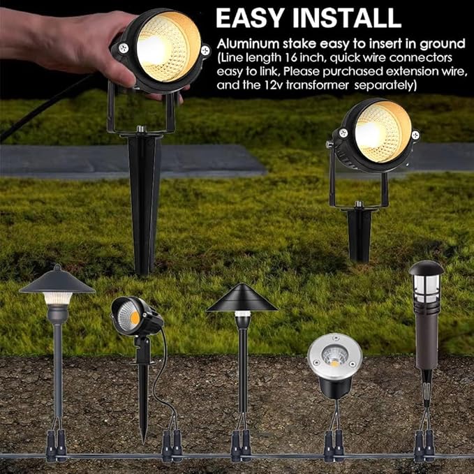 EAGLOD 5W Spot Lights Outdoor 5000K Daylight White Flag Pole Light 12V~24V AC/DC LED Landscape Spotlights, Waterproof Low Voltage Landscape Lighting for Yar (2)