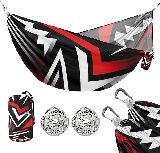 Abstract Lightning Hammocks with Tree Straps Swing Hammock for Indoor Outdoor Patio