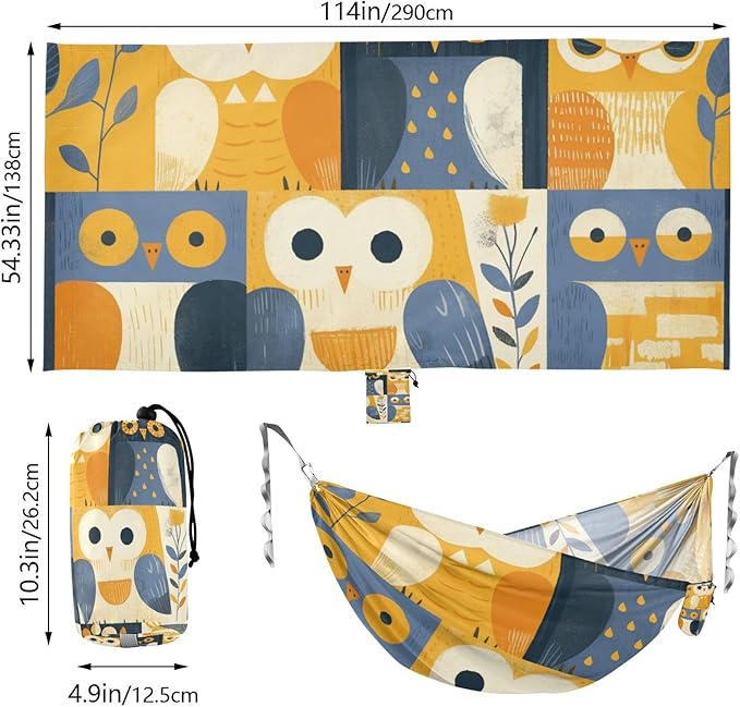 Sweet Boho Owls 330lb Capacity Outdoor Hammocks with Hanging Rope Hanging Hammock for Outside Patio Garden accesorios para campamento
