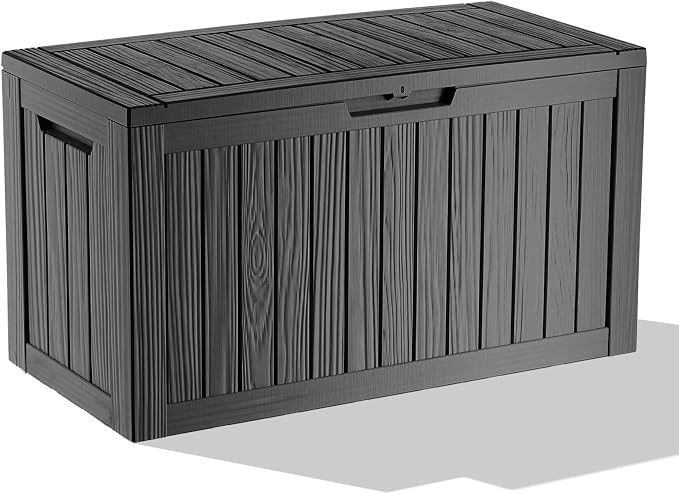 Vixzen 85 Gallon Deck Boxes Outdoor Waterproof, Lockable Outdoor Storage Box for Patio Cushions Storage Furniture,Garden Tools, Pool Supplies, Weatherproof and UV Resistant (Black, 85 Gallon