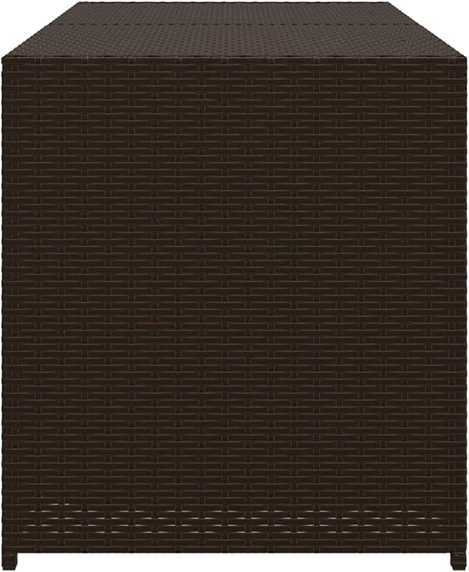 Gecheer Garden Storage Box 283L – Brown Poly Rattan Outdoor Deck Box with Water-Resistant Bag, Gas Spring Lid, Steel Frame, 120 x 50 x 56 cm