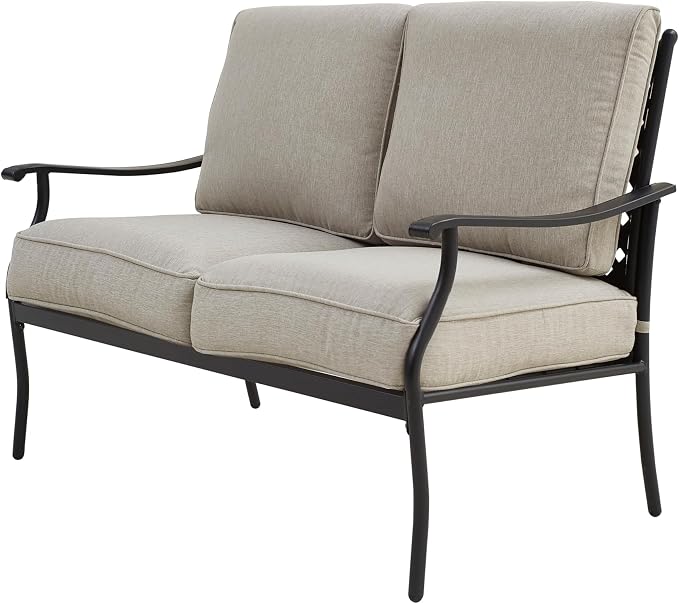 4 Pieces Patio Conversation Set 5 Seat Outdoor Furniture Sofa Chairs Patio Furniture Seating Sets with Cushion and Cofffee Table (Beige)