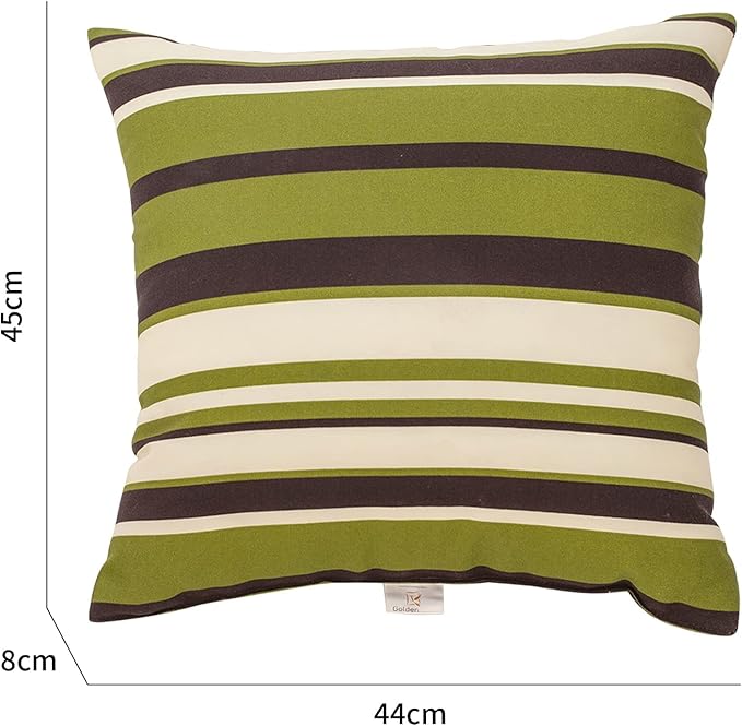 JMGBird Weather-Resistant Outdoor Pillows Set of 2, 18x18 inch Durable White Green Brown Stripes Throw Pillows with Inserts for Patio Furniture