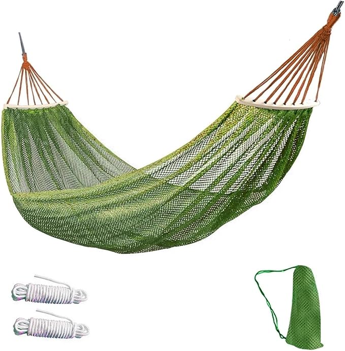 The Hammock Outdoor Ice Wire Mesh Hole Swing and Curved Rod are Stable Sturdy and Have Good Load-Bearing Capacity(Military Green-A)