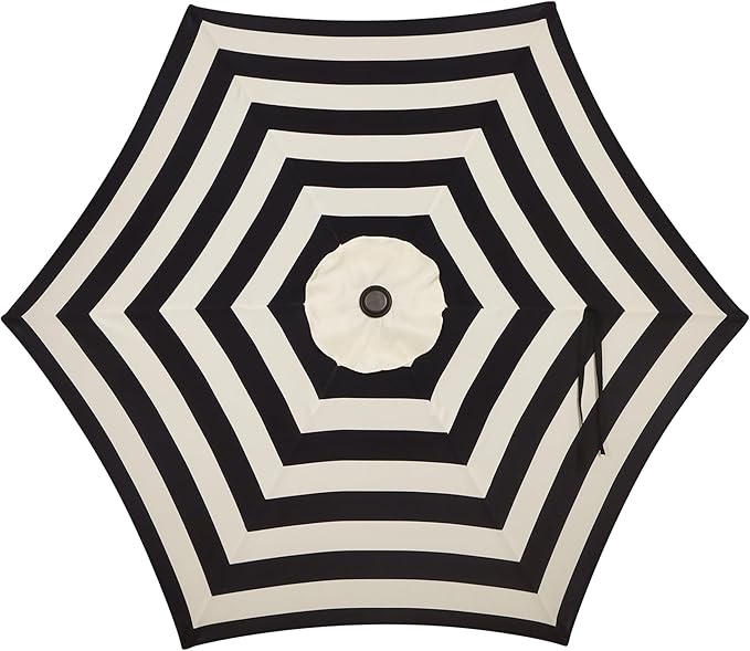 Blissun 7.5 ft Patio Umbrella, Yard Umbrella, Outdoor Market Umbrella with Push Button Tilt Crank, Black & Beige
