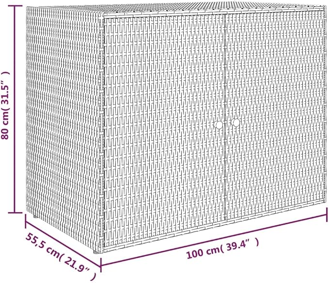 Garden Storage Cabinet Outside Deck Storage Box Outdoor Patio Storage Backyard Storage Box Furniture Storage Box Gray 39.4"x21.9"x31.5" Poly Rattan
