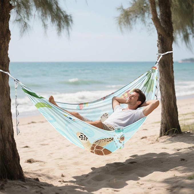 Watercolor Kid Stylurtle Animal Fish 330lb Capacity Camping Hammock Cloth Hammock for Outside Beach Patio Garden hamaca para Camping 0 a 24 Meses