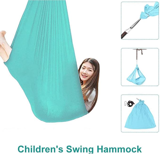 Hanging Hammock Kids Therapy Swing for Indoor Outdoor Elastic Cuddle Swing Up to 200kg for Children Teens Sensory Integration (Size : 100 x 280 cm)