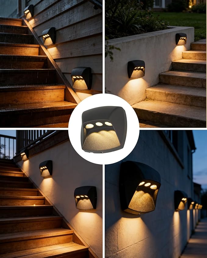 Low Voltage LED Step Lights 1.2W - 4Pack Die-Cast Aluminum Stair Lighting with Patent Connector, Wet Location Safe for Outdoor Steps and Pathways