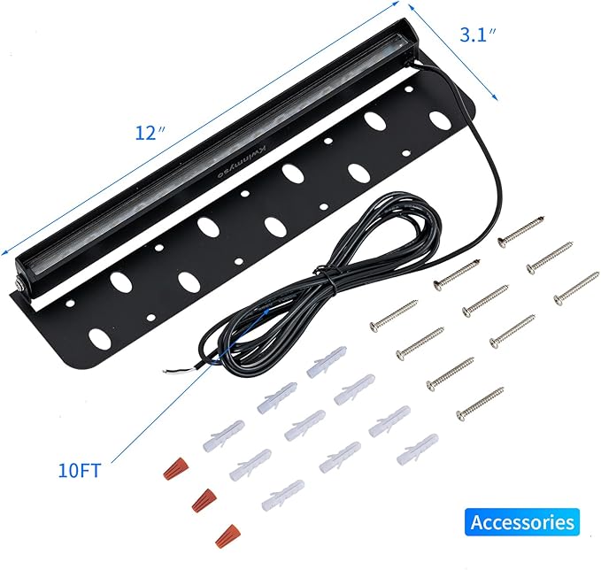8-Packs 5W 12inch LED Hardscape Paver Lighting,12V AC/DC Low Voltage Retaining Wall Lights,Landscape Lighting,5000K Daylight White Outdoor Step Light,50,000 Hours Lifespan-Black