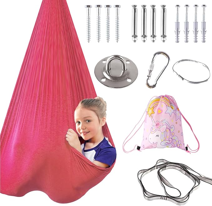 Indoor Therapy Sensory Swing for Kids, Special Needs Joy Cuddle Ceiling Snuggle Swings, Outdoor Room Adjustable Fabric Hammock for Children Child Teens Autism, ADHD, Aspergers, Sensory Integration