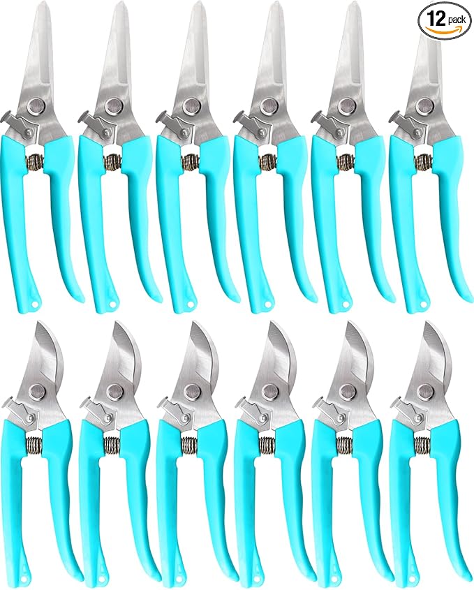 Garden Scissor for Plant, 12 Pcs Floral Scissors, Tip Pruning Shears Bulk for Cutting Flowers, Bonsai, Fruits and Trimming Plants(Blue)