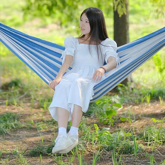Outdoor Hammock Anti-Rollover Travel Camping Portable Hammock Hanging Chair Outdoor Portable Camping Travel Equipment (Color : Blue, Size : 190 * 80cm)