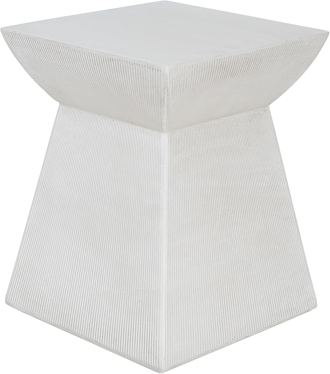 Christopher Knight Home Rell MGO Outdoor Side Table, Square Patio Decorative Small End Table with Pedestal Base, Lightweight Concrete Garden Accent Table for Patio Balcony, No Assembly, White