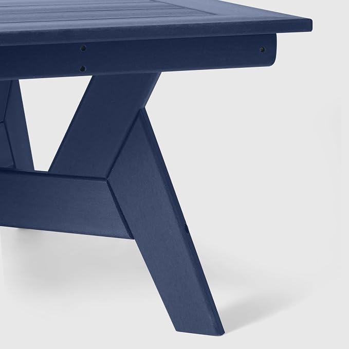 WestinTrends Avalon Modern Low Outdoor Patio Square HDPE Coffee Table, Navy Blue