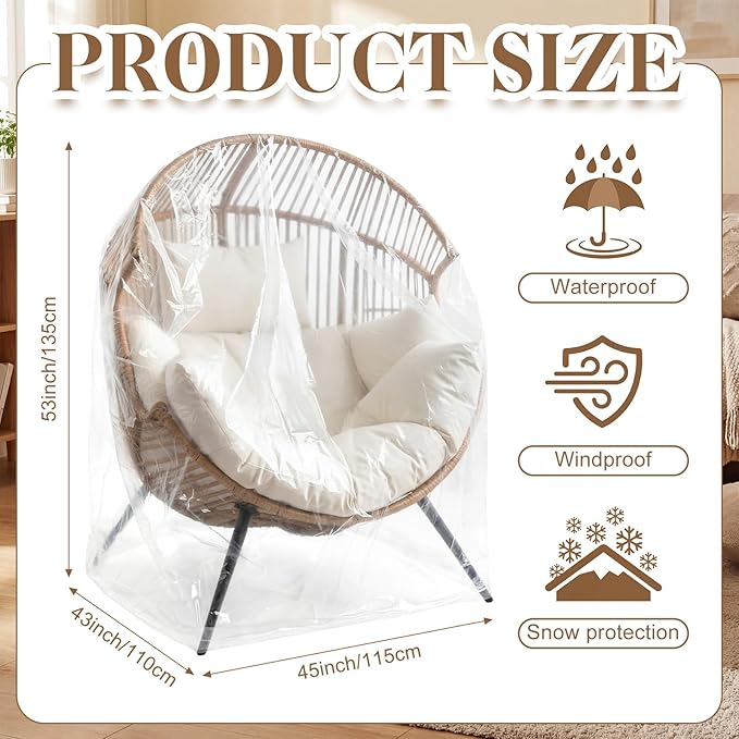 Clear Patio Egg Chair Cover Waterproof Wicker Egg Swing Chair Covers 43 x 45 x 53 Inch Resistant Plastic Patio Furniture Cover for Home Garden Outdoor Furniture Favor