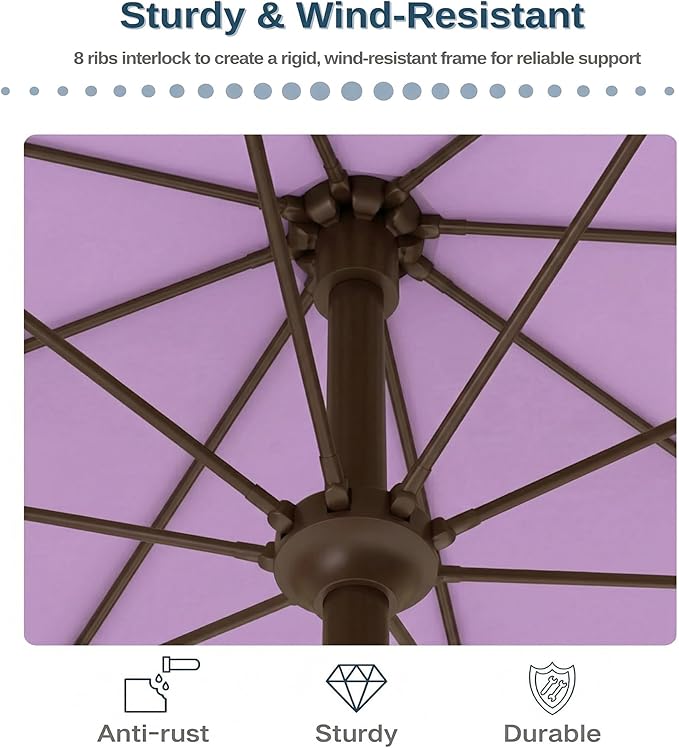 PatioKingdom 10FT Patio Umbrella with Push Button Tilt and Crank, Outdoor Market Umbrella with 8 Fiberglass Ribs, UV Protection Table Umbrella for Pool,Backyard,Garden,Deck