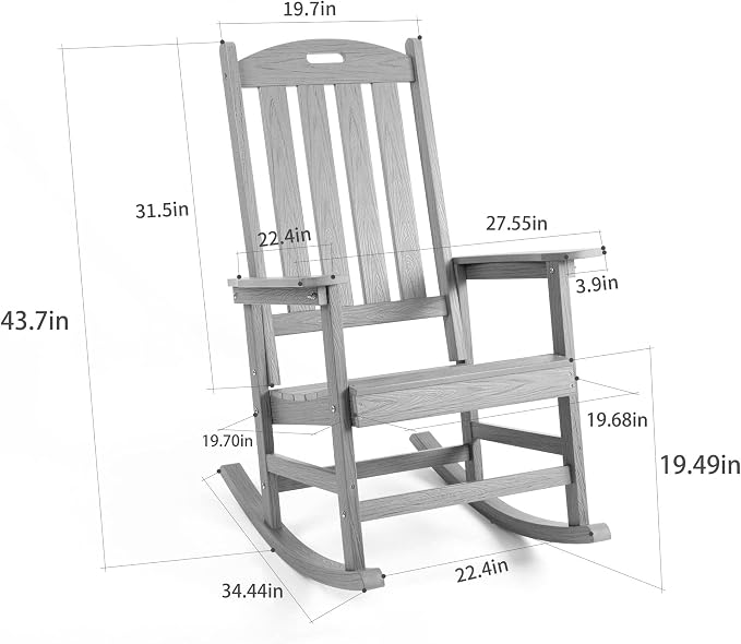 Wooden Rocking Chairs Outdoor, Navy Blue