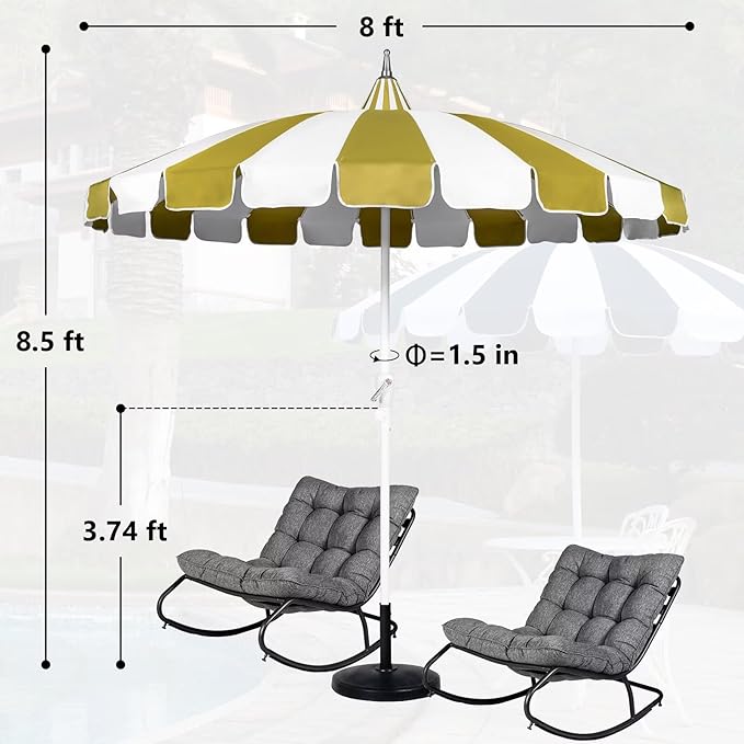 8Ft Patio Pagoda Umbrella, UV Protect Pool Umbrellas with Heavy Duty Pole, Outdoor Market Umbrella for Holiday Garden Backyard
