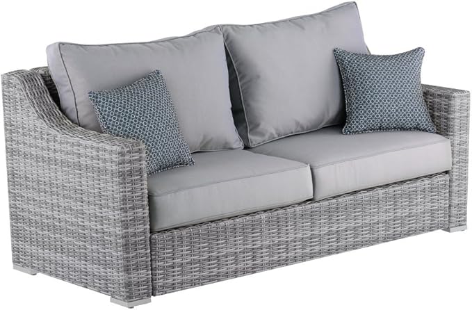 Elle Decor Vallauris Patio Outdoor Furniture Collection, Premium All Weather Wicker, Sofa, Gray
